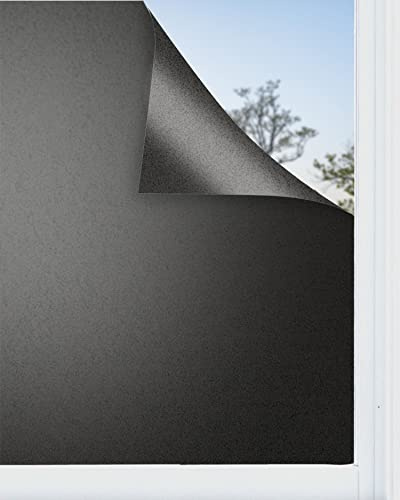 Panorama Fensterfolie Schwarz 120x100 cm - Milchglasfolie Selbstklebend Fenster - Klebefolie