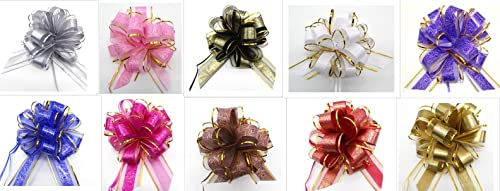 CaPiSo 18cm Große Ziehschleife Large Pull Bow Zugband Polyband Dekoschleife Geschenkschleife für Geschenke für Tüten Zuckertüten Basteln Dekorieren Verzieren (End 01, 10 Stück)