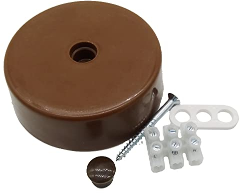 Verteilerdose Braun inkl. 3-poliger Lüsterklemme u. Zubehör ø 72x23mm Aufputzdose Anschlussdose Baldachin
