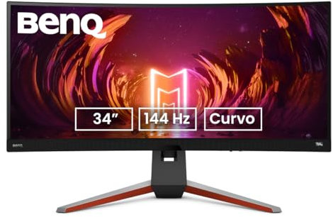 BenQ MOBIUZ EX3410R Curved Gaming Monitor 34 2K 1440p 144Hz 1ms w/Remote | HDRi | 1000R | Color Optimizer | Freesync Premium Pro | Eye-Care | Height, Swivel & Tilt | 2.1ch w/ 5w Sub | USB Hub