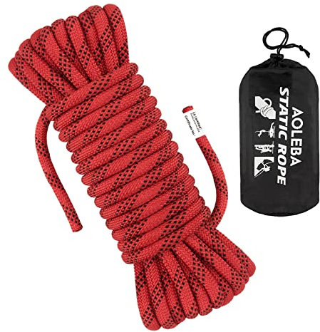 AOLEBA Corde d'escalade statique de 10,5 mm 10 m, 20 m, 30 m, 50 m, 70 m, corde d'escalade en plein air, corde de parachute