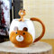 Arawat Tazza divertente Tazza da caffè Tazza orso carino Tazza da tè in ceramica con cucchiaio e sottobicchiere 420 ml Tazza da caffè grande Tazza divertente espresso Cappuccino Tazza regalo carino
