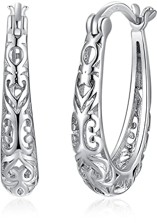 JewelryPalace Vintage Ohrringe Silber 925 Damen, Creolen Silber 925 Echt, Ohrringe Retro Modeschmuck Statement Ohrringe für Mädchen, Schmuck Frauen Braut Hochzeit Geschenk