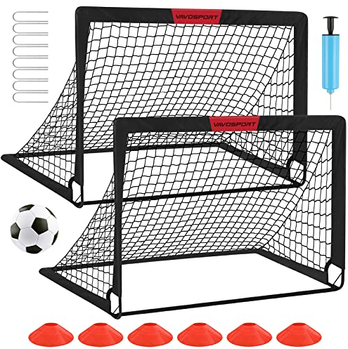 Kids Soccer Goals for Backyard Set – 2 of 4' x 3' Portable Soccer Goal Training Equipment, Pop Up Toddler Soccer Net with Soccer Ball, Soccer Set for Kids and Youth Games, Sports