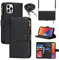 Cavor Crossbody iPhone 12 Pro Max Case With Card Holder With Strap,Flip Leather Wallet Case,[9 Card Holder] Zipper Detachable Lanyard Phone Case Cover for Women for iPhone 12 Pro Max - Black