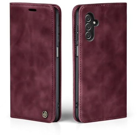 LBH Handyhülle für Samsung Galaxy A13 5G in Weinrot mit Karten- und Geldfach Smartphone Hülle mit Standfunktion Flip Case Schutzhülle Magnetverschluss Vintage