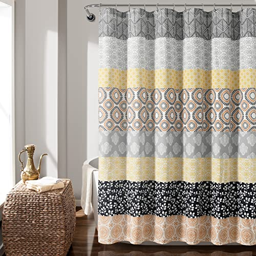 Lush Decor Bohemian Stripe Duschvorhang, 183 x 183 cm, Gelb/Grau