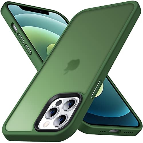 Anqrp Zero Serie Kompatibel mit iPhone 12/12 Pro Hülle, Minimalistische Transluzente Matte Schutzhülle, Military Grade Handyhülle für iPhone 12/12 Pro mit Silikon 6,1 Zoll, Dunkel Grün