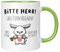 TassenTicker - ‘’Bitte Herr! Lass Hirn regnen!’’ - lustiges Geschenk - Kaffeetasse - Tasse mit Spruch - für Arbeit - Büro - Kollegen - Dumme Menschen - (Grün)