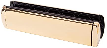 JCP 12 Inch Letter Box, Heavy Duty GreenteQ Sprung Letterbox - Gold Polished, for UPVC Doors, Composite Doors, and Wood (40-80mm Thickness)
