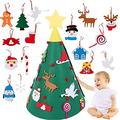 Steadybombb árbol Navidad Fieltro Bricolaje | Árbol Navidad Fieltro Montessori,Árbol Fieltro para Que los niños decoren, Suministros para Fiestas en el hogar (con 16