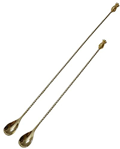 YAUONE Pineapple Bar Spoon Stainless Steel Mixing Spoon, Spiral Pattern Bar Shaker Spoon