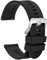 WOCCI 22mm Bracelet de Montre pour Homme à Rayures Arquées, Silicone Bande à Dégagement Rapide, Boucle Argentée (Noir)