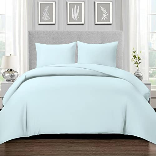 Pizuna 800 Fadenzahl aus Baumwolle Bettwäsche Baby blau, 100% Langstaple Baumwolle Bettbezug und Kissenbezug, 100% Baumwolle Mako Satin 2-Teilig Bettwäscheset 135x200 + 80x80 Baby blau
