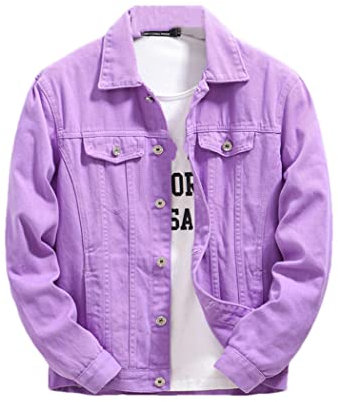 Haitpant Veste en jean classique pour homme - Orange violet - Simplicity, violet, XXL