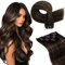 Hetto Clip in Extensions Echthaar Dunkelbraun Echthaar Extensions Clip 120g 40 cm 7pcs Dunkelstes Braun to Licht Braun Gerade Remy Vollkopf Natürliche Invisible Haarverlängerung #2/8/2