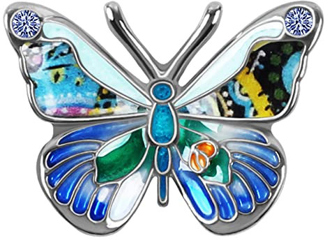 BAMAY Broches Papillon Floral en émail Alliage de Zinc Papillon Monarque Cadeaux pour Femme Fille Foulard Epingle à Revers Charms (Bleu 202)