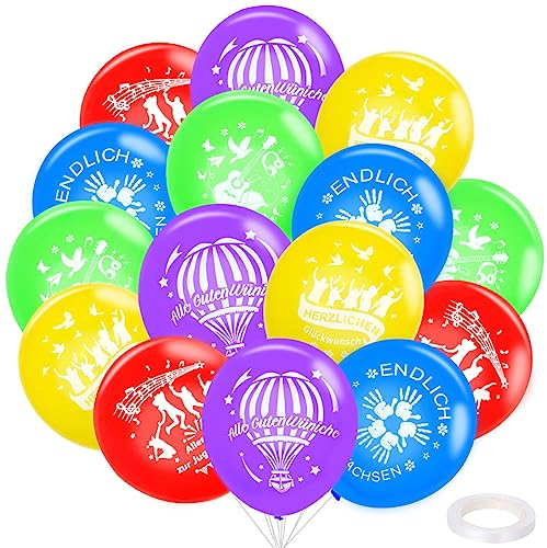 30pcs Alles Gute zur Jugendweihe Ballons, Bunt Jugendweihe Luftballons, Junge Mädchen Endlich Erwachsen Deko, Jugendweihe Party Deko, Luftballons geburtstag, Jugendweihe Latex Luftballons
