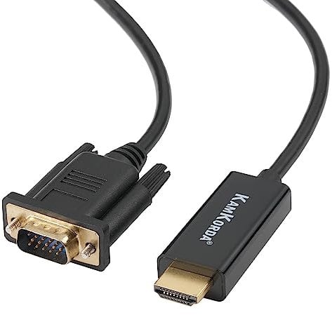 KamKorda VGA to HDMI Cable | 1 Pack | Male/Male VGA to HDMI Gold-Plated Connector | Compatible for Computer, Desktop