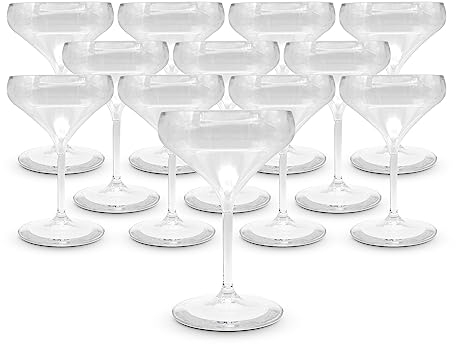 DOJA Barcelona | Copas de Plástico para Piscina | 40cl | Transparente | Pack 12 | Vasos de Policarbonato Reutilizables | Para Cocktail y Piscina