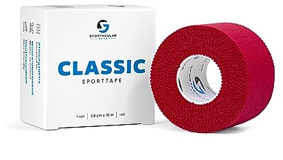 Sportacular Gear Sporttape Classic 3,8cm x 10m | versch. Farben und Mengen | starres, nicht elastisches Tape | wasserabweisend, hautfreundlich, Baumwolle (1 Rolle, rot)