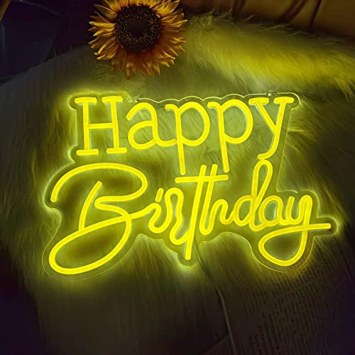 Happy Birthday Gelbes LED Nachtlicht für Wanddekoration Party Schlafzimmer Bar Hochzeitstag Arrit Depot De La Bannier De Noit Geburtstagsgeschenk mit Latere USB Modulator Licht 5V 16.5 * 10