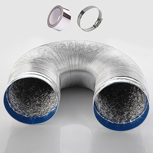 Conducto De Aire Flexible Tubo Flexible De Aluminio Ventilación Con 2 Abrazaderas De Acero Ø 80/100/110/120/150/160/170/180/200mm Tubo De Salida De Aire Para Aire Acondicionado Campana Extractora (Co