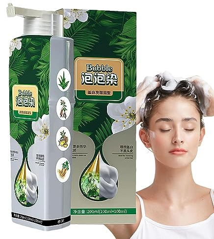Blasen-Haarfärbemittel - 3-in-1 Pflanzenblasen-Haarfärbe-Shampoo,Formel mit reinem Pflanzenextrakt, natürlich und einfach zu Hause oder im Freien anzuwenden Firulab