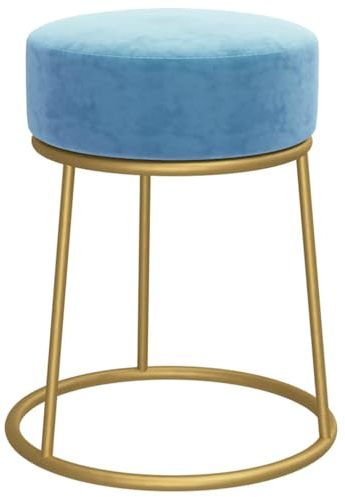 vidaXL Hocker Rund Sitzhocker Polsterhocker Fußhocker Rundhocker Sitzpouf Pouf Puff Sitzpuff Ottomane Schemel für Wohnzimmer Flur Hellblau Samt