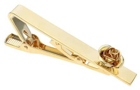 VGOL Krawattennadel für Herren, Rose Krawattenklammer, Quadratische Kante, Krawattennadel für Männer Jahrestag Hochzeit Geschäft, 5,7 Cm, Messing, Gold