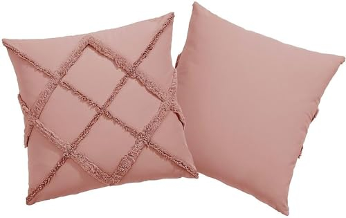 unendlich schoen – 2er Set Kissenbezüge 40x40cm Alt rosa Nude, 100% Baumwolle, Dekorative Kissenbezug Sofakissen Couchkissen Dekokissen (40 x 40 cm, Alt rosa Nude)
