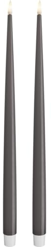 Deluxe Homeart Indoor Flameless LED Dinner Candle - Set of 2 - with Real Flame™ Technology - Battery Powered Candle (38 cm, Grey)