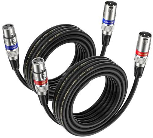 NUOSIYA 5M XLR Cables 2 Packs,XLR Male to Female 3 Pins Balanced Microphone Cable for Studio Recorder, Mic, Mixer, Speaker System, Phantom Power