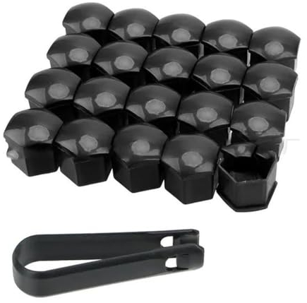 Dfdr 20 Stück 17/19/21 mm Auto Radmutterkappen Schutzabdeckungen Kappen Anti-Rost Auto Nabe Schraube Abdeckung Auto Reifen Mutter Bolzen Außendekoration - 21 mm - Schwarz