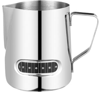 CYNOSURETECH 1 Piece of Latte Art Cup, Stainless Steel Latte Art Cup, Latte Art Cup with Temperature Display, Large Capacity Latte Art Cup, 201 Stainless Steel Latte Art Cup, Coffee Latte Art Cup