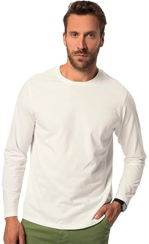 JP 1880 Herren große Größen Übergrößen Menswear L-8XL Langarmshirt, Oeko-TEX, Doppel-Ausschnitt Offwhite 3XL 820181200-3XL