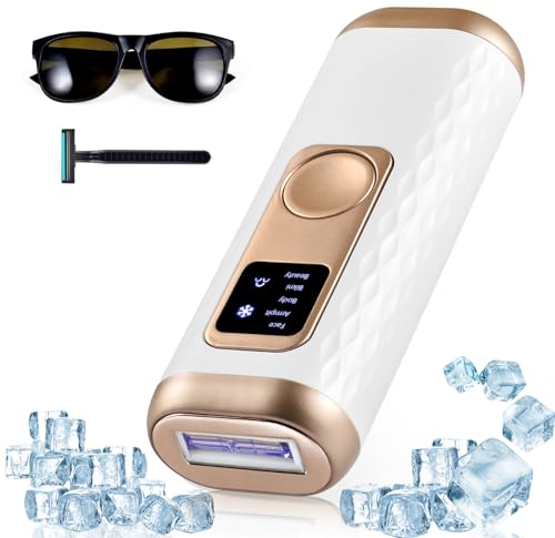 IPL Geräte Haarentfernung Laser mit Gefrierfunktion LED-Anzeige 3 Funktionen-HR/SC/RA und 5 Energiestufen,999.900 Lichtimpulse IPL Haarentfernungsgerät für Frauen,Männer,Gesicht,Achseln, Beine, Körper