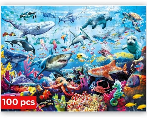 QUOKKA Puzzle 100 Teile Kinder - Solo Puzzle ab 4 5 6 Jahre Für Mädchen und Jungen - Spielzeug zum Lernen von Meer - Spiele Geschenk für Mädchen und Jungen 7 8 9