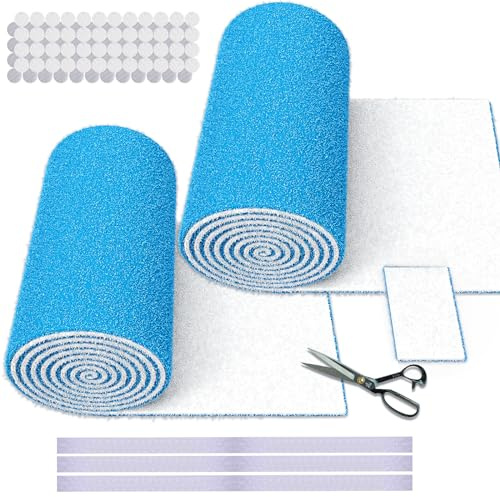 UBeesize 2 Rolls Air Vent Filters, 120 x 12 Cut to Size Air Filter, MERV 8 Triple Vent Filter Kit for Floor Registers, Grilles, Ceiling, Wall HVAC Furnace Vents, With Adhesive Hook Tape