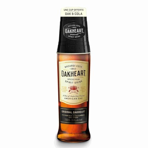 Bacardí Oakheart Rhum épicé, avec un verre, 70 cl, 35%