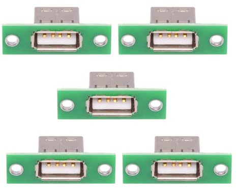 NFHK 5pcs/Set DIY OEM USB Type-A Female Socket Connector with Panel Mount Solder Type