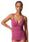 Skiny Damen Spaghetti-Shirt - Top, V-Ausschnitt, Pads, Micro Lovers, Mikrofaser Pink (Fading Berry) M
