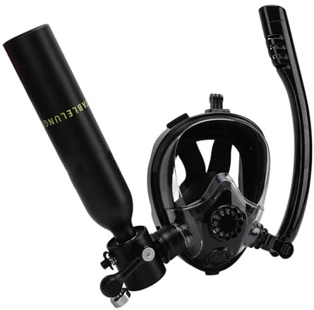 Scuba Tank, Portable 0.5L Diving Masks Diving Mask with Clear Flat Lens for Scuba Diving (Black)