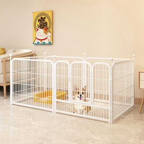 YPDOPORA Pet Dog Fence Encrypted Steel Wire, Strong And Durable, Simple Installation And Not Easy To Rust And Paint, Can Change The Shape at Will, Pet Playpen Pen,White,M