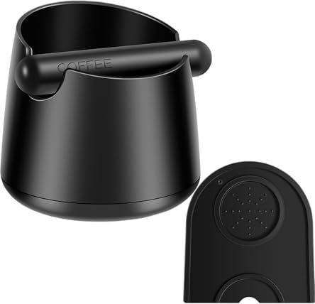 Hniuyun Knock Box Black, Espresso Knock Box Coffee Tamper Mat Set of 2, Coffee Knock Box & Coffee Grounds Container Disposal - Espresso Machine Accessories & Barista Tools