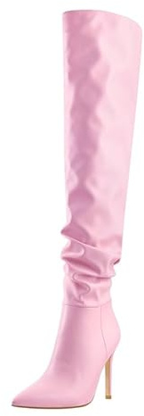 Meinabsatz Schlupfstiefel für Damen Spitze Stiefel Stiletto Overknees Zipper Boots