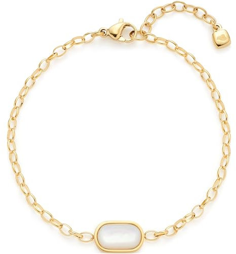 JEWELS BY LEONARDO Armband Tally • Arm-Kette aus goldfarbenem Edelstahl • Weitankerkette mit luftigen • ovalen Gliedern und Perlmutt-Element • 18-21 cm Länge • Schmuck Geschenk für Frauen • 024979