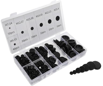 Warmhm 170PCS Rubber Grommet Kit for Cables Single-Sided Waterproof Wire Seal Gaskets for Electrical Automotive and Plumbing Applications