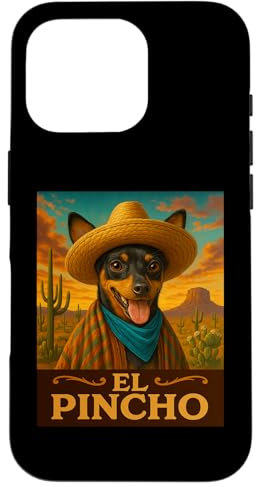 Miniatura Pinscher El Pincho Wild West Cowboy Western Dog Carcasa para iPhone 16 Pro