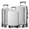 ABISTAB Reisekoffer Set 3-teilig, Hartschalen Koffer & Trolleys mit 4 Rollen, Zahlenschloss, Handgepäck & große Koffer, Silber